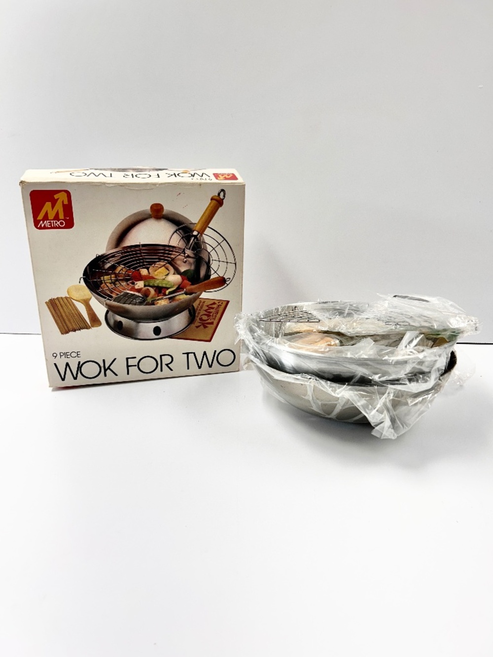 NIB Metro 9 Piece Set Wok For Two Lid Ring Manual Recipes